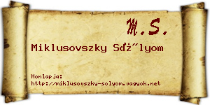 Miklusovszky Sólyom névjegykártya